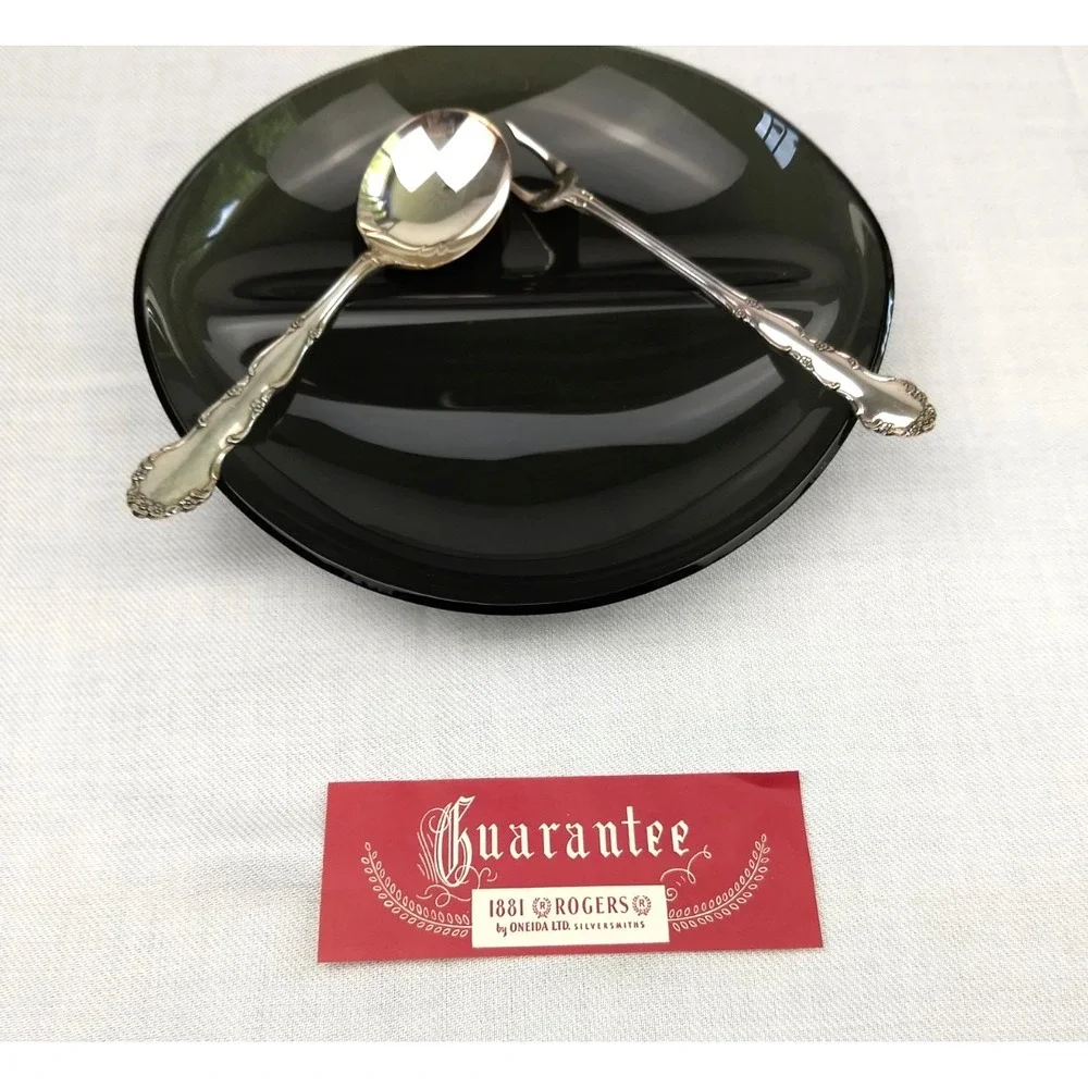 1881 Rogers Oneida‎ FLIRTATION Silverplate Fork & Spoon w/Divided Dish Orig. Box